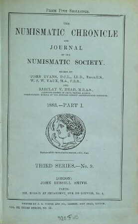 The numismatic chronicle. 3. 1883