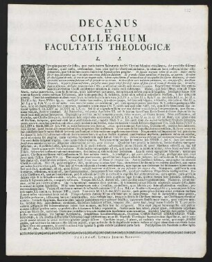 Decanus Et Collegium Facultatis Theologicae L. S.