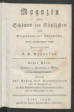 1. Band (Januar/März): Magazin des Schönen und Nützlichen zum Vergnügen und Unterricht