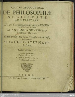 Oratio de nobilitate et utilitate philosophiae