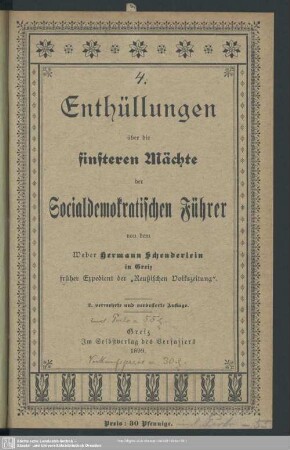 Enthüllungen über die finsteren Mächte der Socialdemokratischen Führer