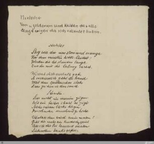 Vom "goldenen und kalten das alle dinge zeigen (Jenseits von Gut und Böse, Siebentes Hauptstück, 224, Auszug) / Friedrich Nietzsche