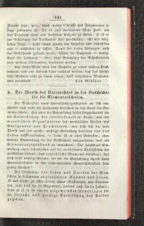 ¬Der¬ Werth des Unterrichtes in der Geschichte für die Elementarschulen