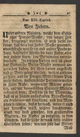 Das XIII. Capitel. Von Fiebern