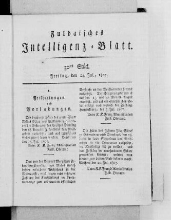 30tes Stück, Ausgabe vom 24. Jul., 1807