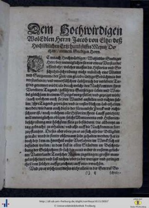 Dem hochwirdigen woledlen herrn Jacob von Eltze…