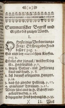 Summarischer Begriff und Register deß gantzen Wercks