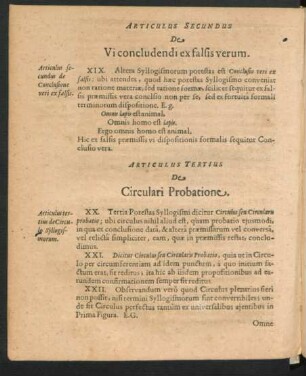 Articulus Tertius De Circulari Probatione.
