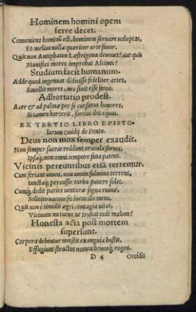 Ex Tertio Libro Epistolarum Ovidii de Ponto.