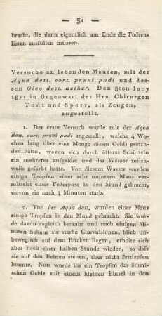 Versuche an lebenden Mäusen, ...