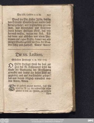 Die XX. Lection. Gehalten Freytags d. 25. Maji 1725.