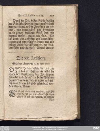 Die XX. Lection. Gehalten Freytags d. 25. Maji 1725.