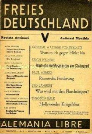Exilzeitschrift der Bewegung "Freies Deutschland" (Mexico) u.a. zur Schlacht bei Stalingrad