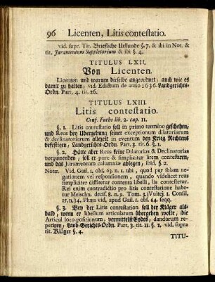 Titulus LXII. Von Licenten. - Titulus LXX. Privilegium.