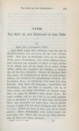 465-482 Neue Briefe des alten Benedictiners an seinen Neffen : IV.