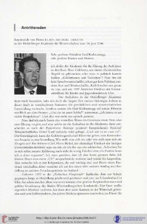 Antrittsrede vom 10. Juni 2006