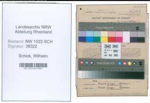 Entnazifizierung Wilhelm Schick , geb. 24.07.1900 (Bahnbeamter)