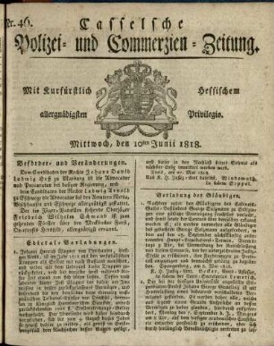 Nr. 46, Mittwoch, den 10ten Junii 1818
