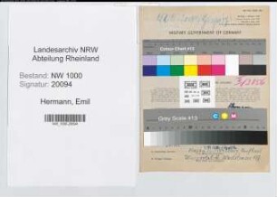Entnazifizierung Emil Hermann, geb. 08.11.1901 (Verw.Sekretaer)