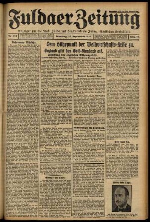 Ausgabe vom Dienstag, den 22. September 1931.