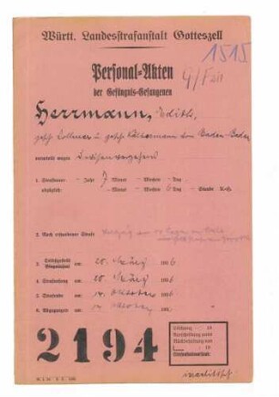 Herrmann, Edith (*05.03.1905): Devisenvergehen
