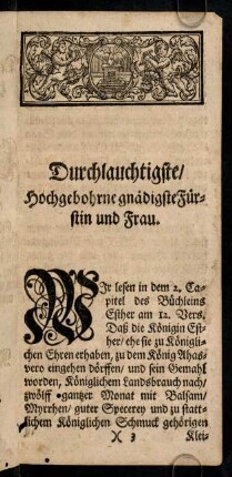 3r-7v, Durchlauchtigste / Hochgebohrene gnädigste Fürstin und Frau.
