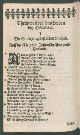Thränen über das Leiden deß Herren.