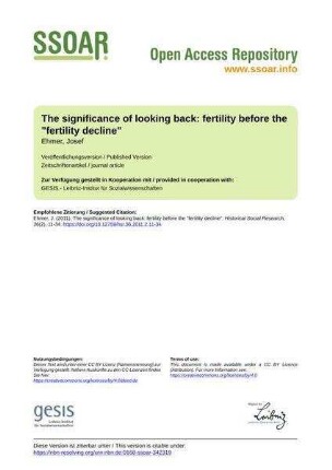 The significance of looking back: fertility before the "fertility decline"
