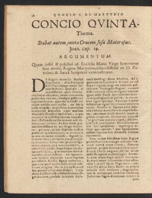 Concio Quinta. Thema. Stabat autem iuxta Crucem Jesu Mater eius.