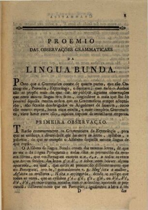 Collecção de observações grammaticaes sobre a lingua Bunda, ou Angolense
