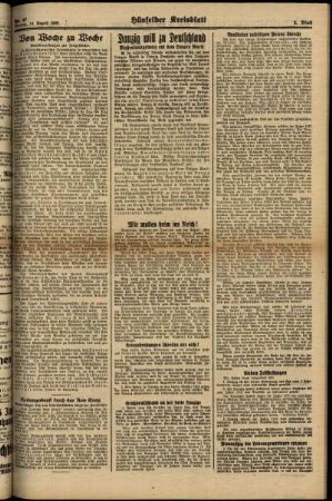 Zweite Ausgabe vom Montag, den 14. August 1939.