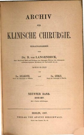 Archiv für klinische Chirurgie. 9. 1867/68 (1868), H. 1