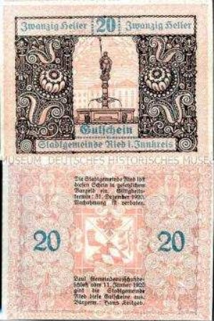 Ried, Oberösterreich 20 Heller