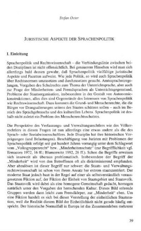 Juristische Aspekte der Sprachenpolitik