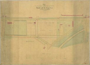 Copie eines von Geometer Krieger im Jahr 1858 aufgenommenen Original-Planes über das Gelände südl. der Kriegs-Strasse vom Karlsthor bis zum Ettlingerthor