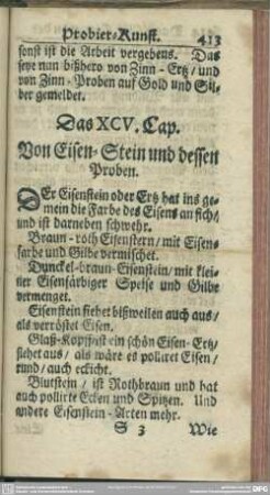 Das XCV. Cap. Von Eisen-Stein und dessen Proben