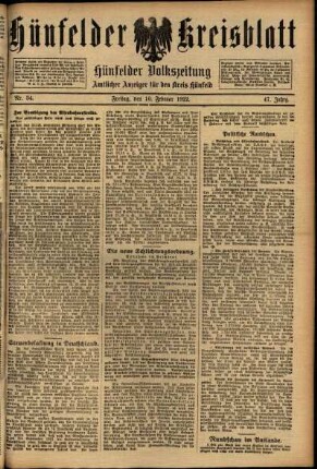 Ausgabe vom Freitag, den 10. Februar 1922.