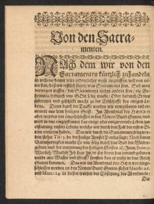 Von den Sacramenten.