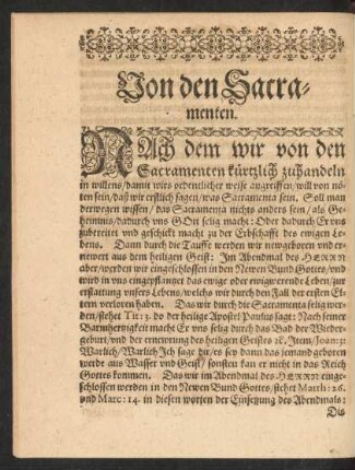 Von den Sacramenten.