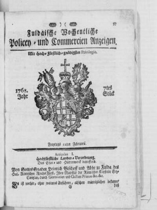 7tes Stück, Ausgabe vom 12. Februarii 1768