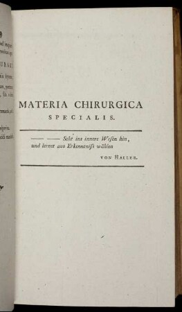 Materia Chirurgica Specialis.