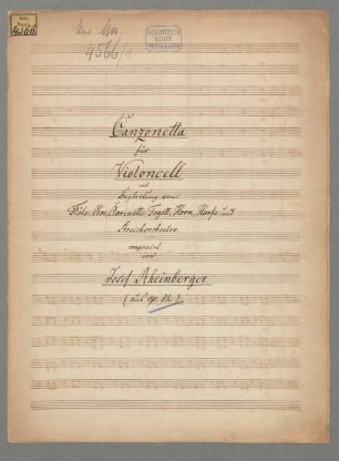 Sonate für Violoncello und Klavier op. 92 - BSB Mus.ms. 4566-1 : Canzonetta für Violoncell