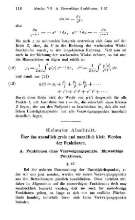 Siebenter Abschnitt. Über das unendlich groß und unendlich klein Werden der Funktionen.