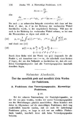 Siebenter Abschnitt. Über das unendlich groß und unendlich klein Werden der Funktionen.