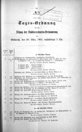 Tages-Ordnung, 29. März 1905