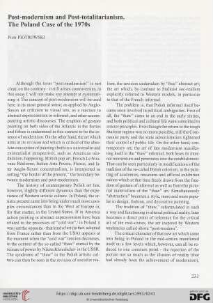 Post-modernism and post-totalitarianism : the Poland case of the 1970s
