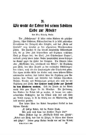Wie weckt der Lehrer bei seinen Schülern Liebe zur Arbeit?