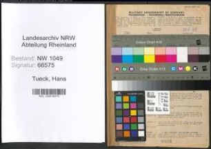Entnazifizierung Hans Tueck , geb. 13.07.1907 (Lehrer)