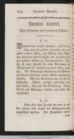 Zweytes Kapitel. Von kleineren oder privaten Lehnen