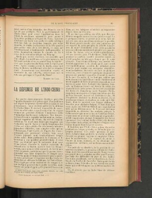 La Défense de l'Indo-Chine.